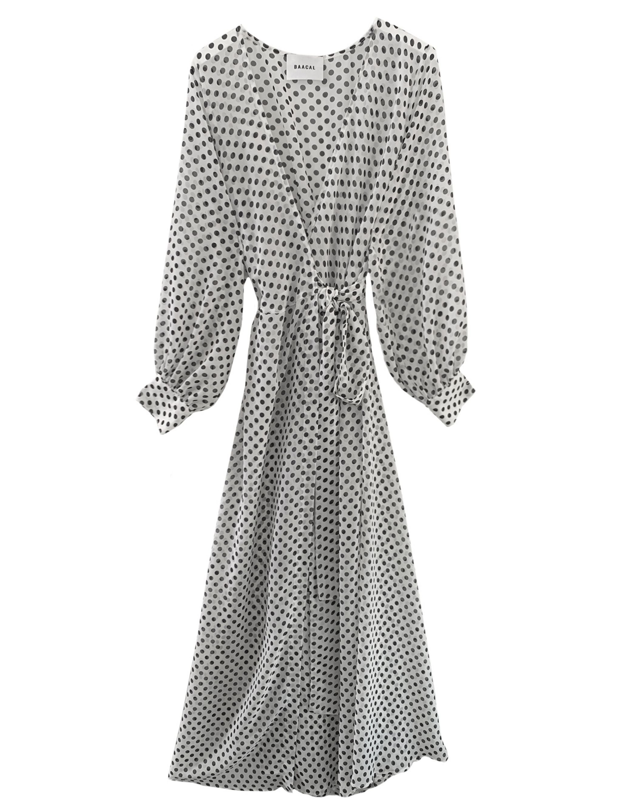 Wrap Dress In White/ Black Polka Dot By Cynthia Vincent – Baacal