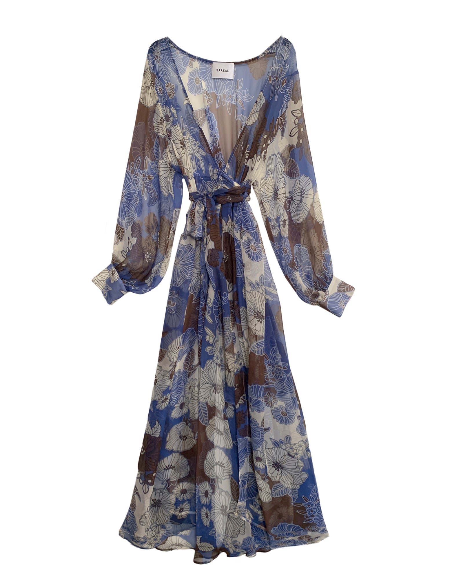 Blue floral sale wrap maxi dress