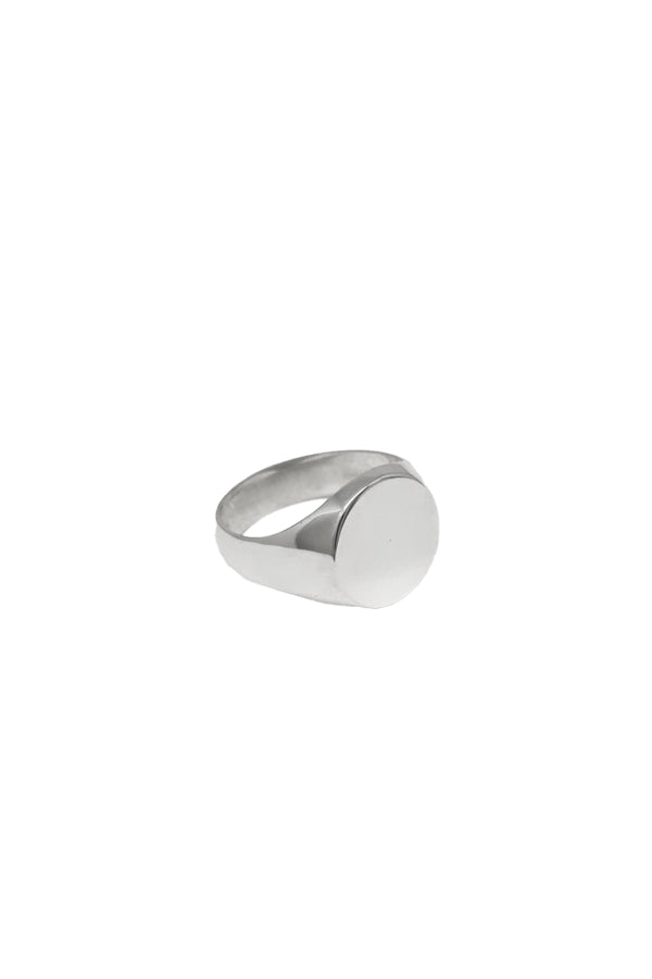 Bold Round Signet Ring Silver