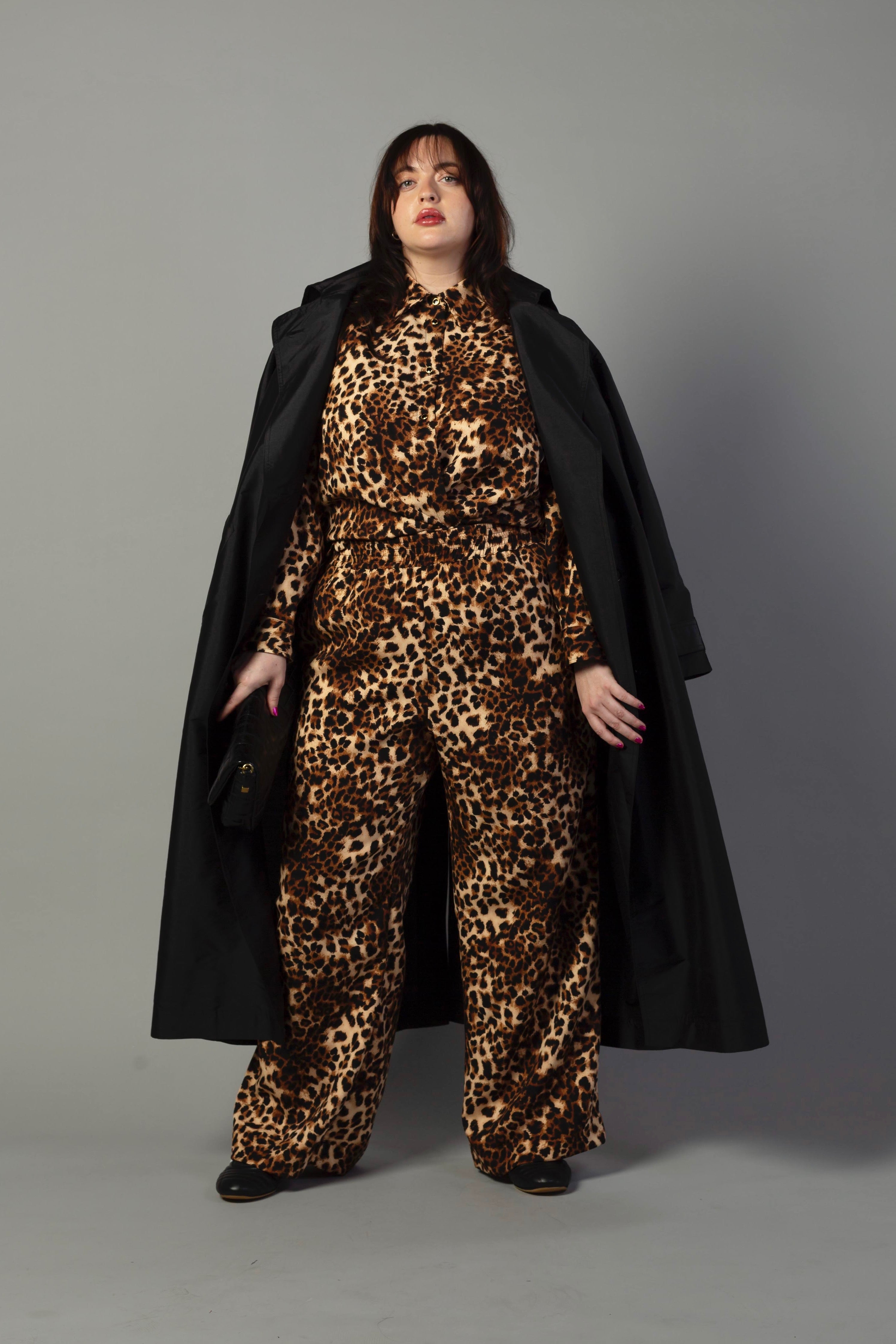 Riley Wide Pajama Style Pant- Leopard