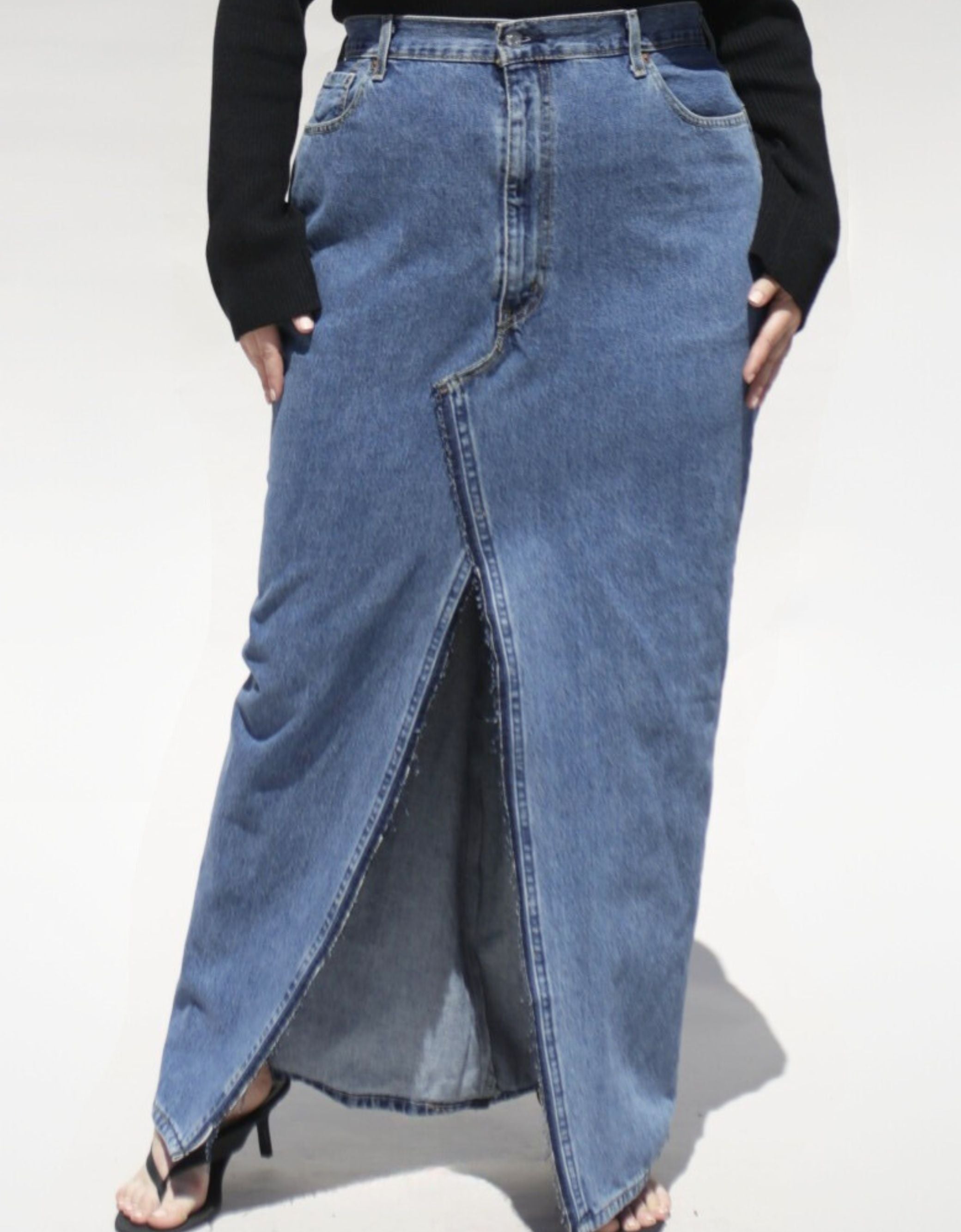 Denim maxi skirt size cheap 10