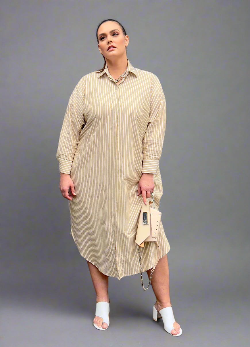 Mia Oversized Shirt Dress- Amber