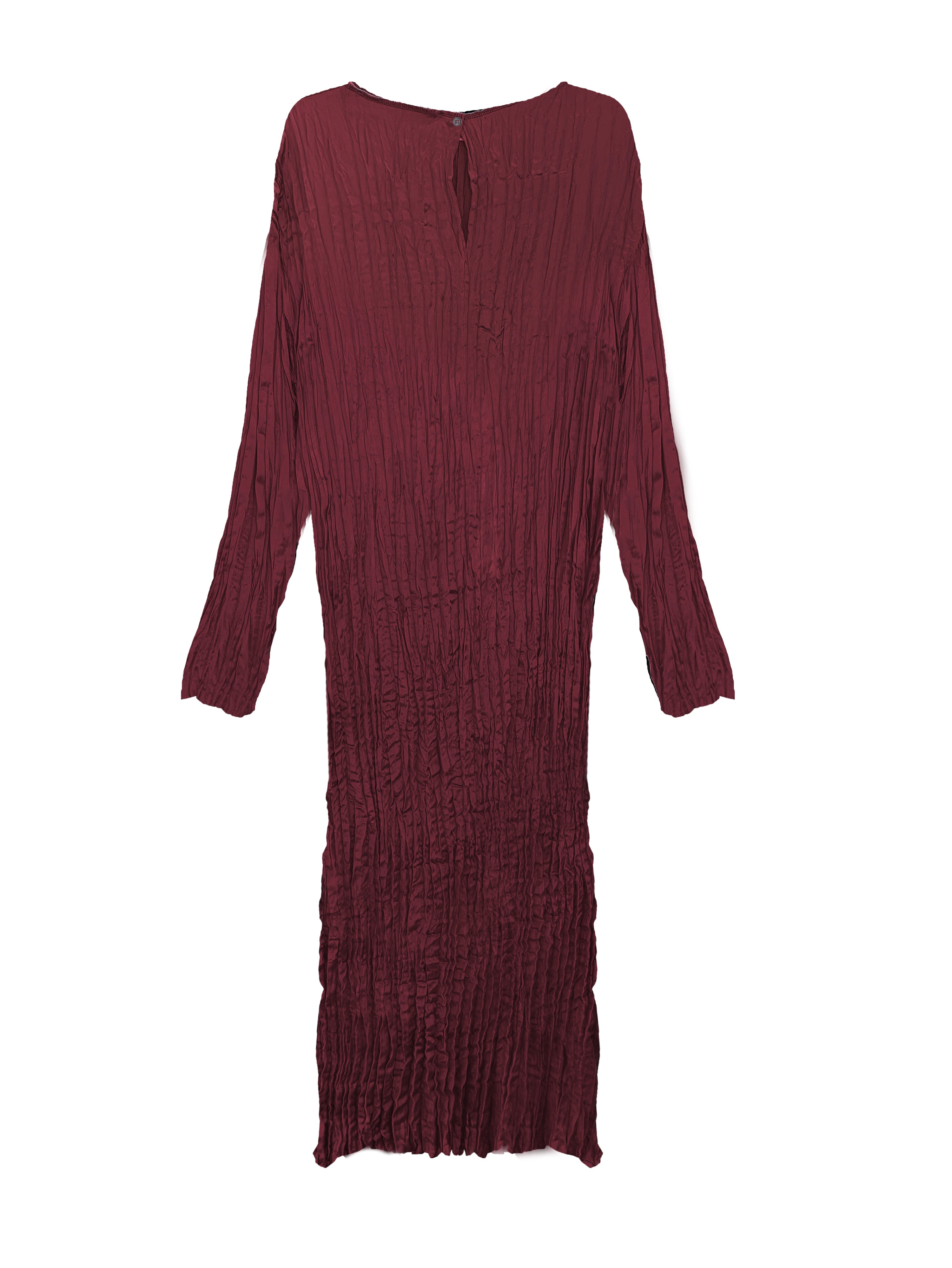 Lynda Reversible Satin Pleated Dress- Burgundy