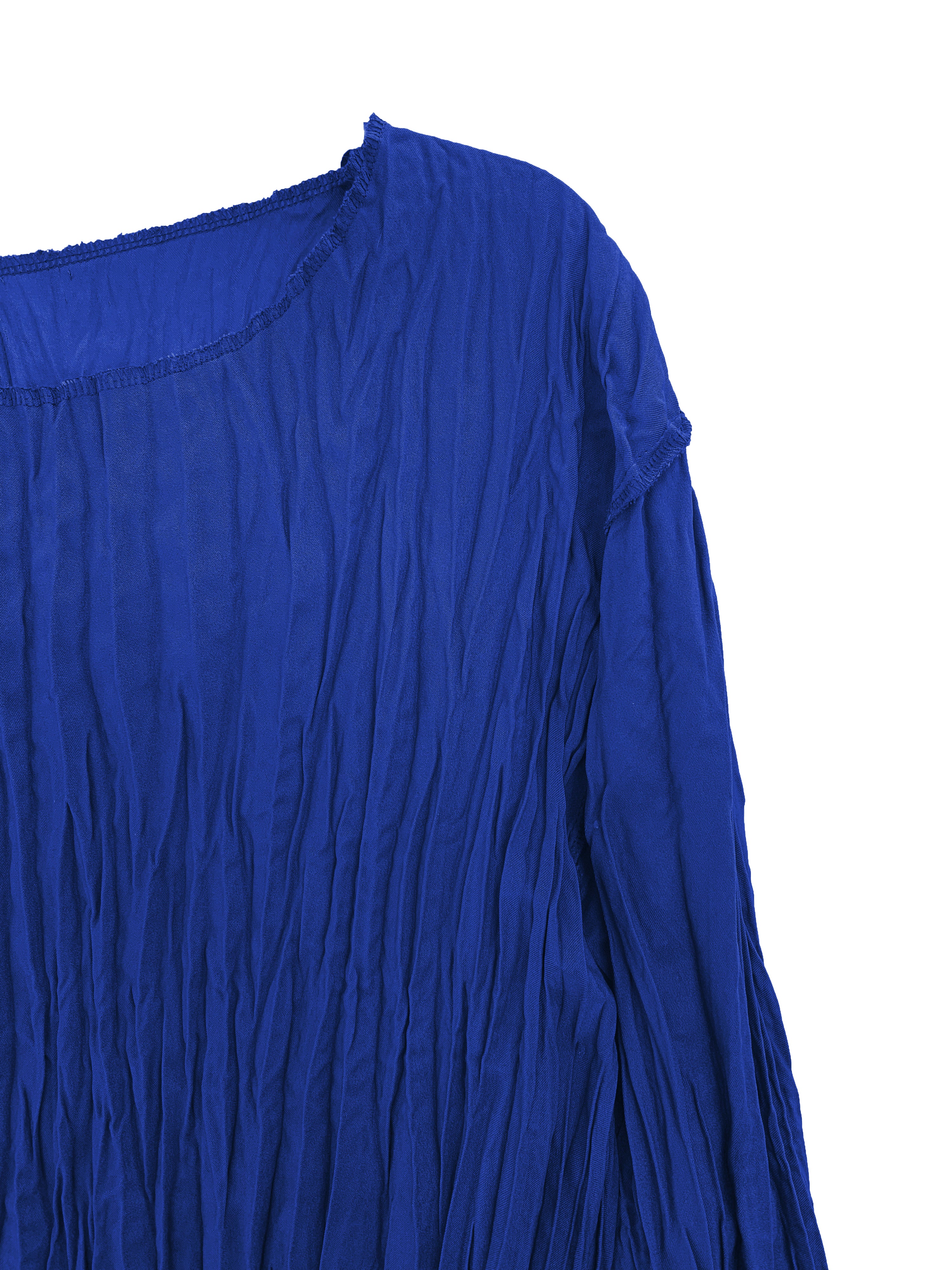 Lynda Reversible Satin Pleated Dress- Cobalt