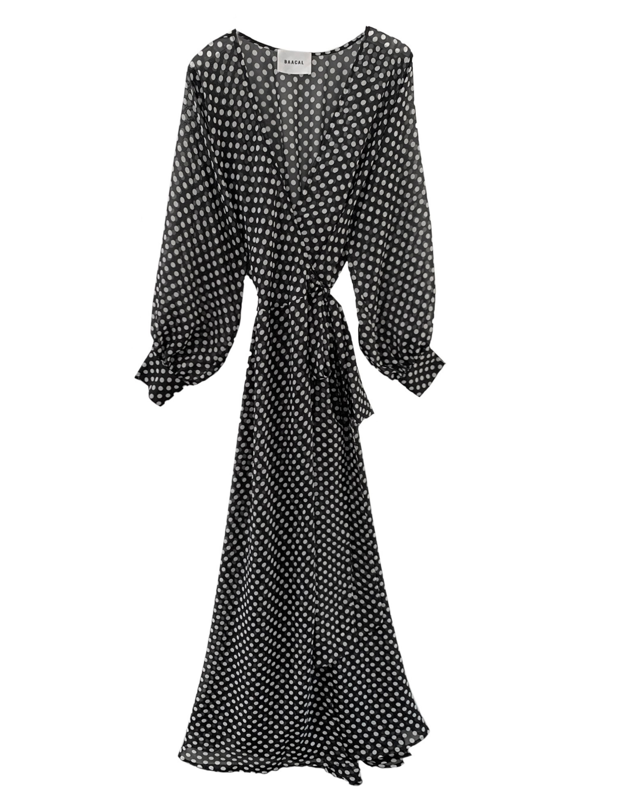 Maxi Wrap Dress- Micro Dot Black White – Baacal