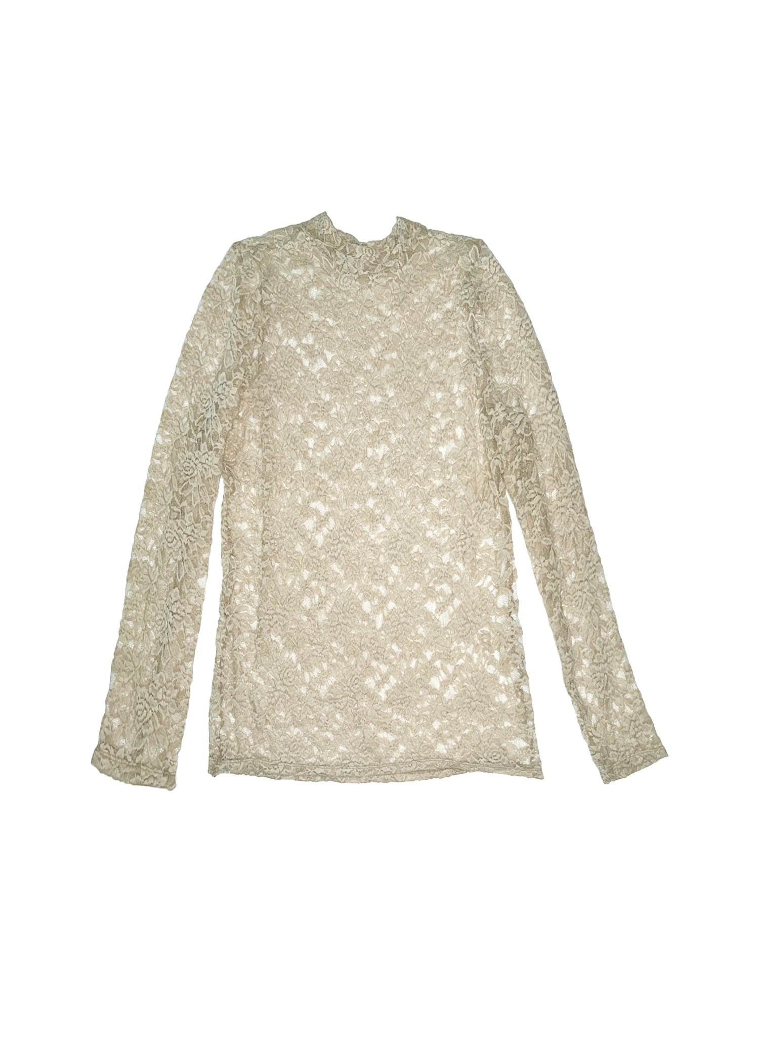 Nova Stretch Lace Mock Turtleneck - Cream