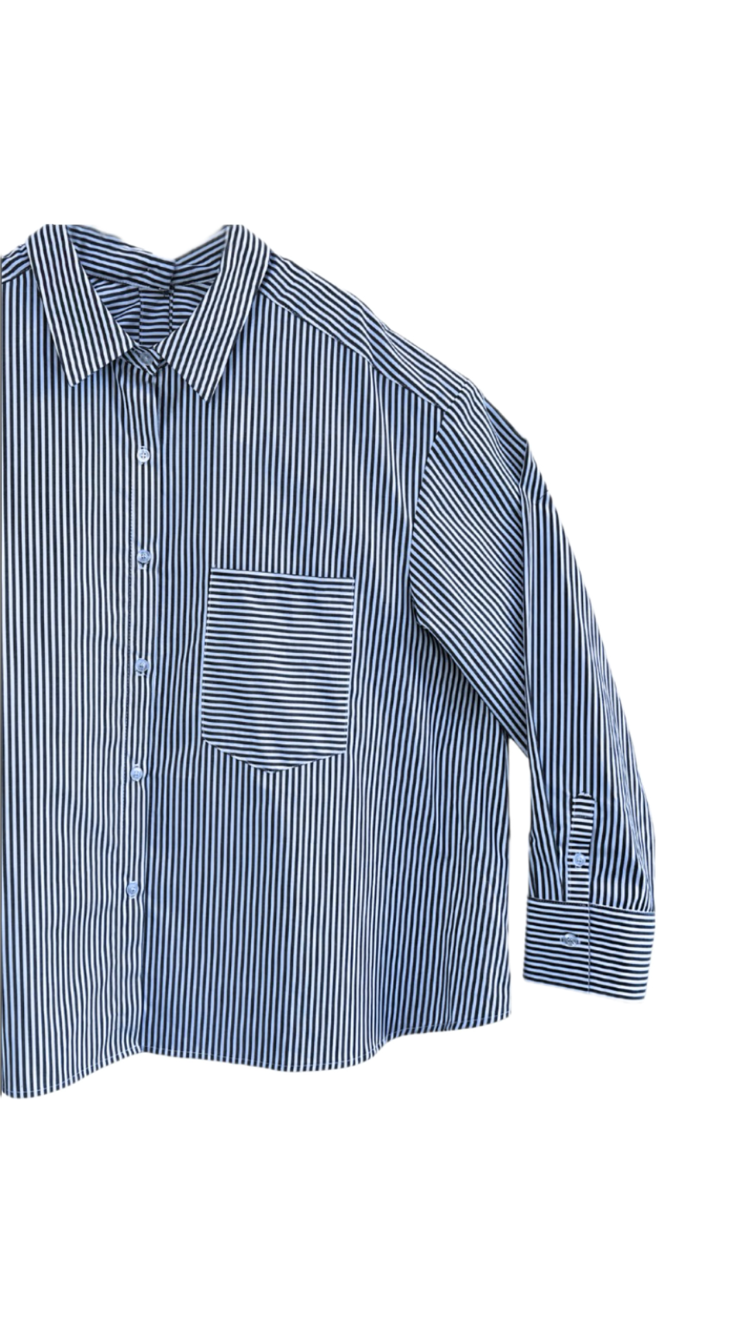 Miranda Front / Back Button Down Shirt - Blue Stripe