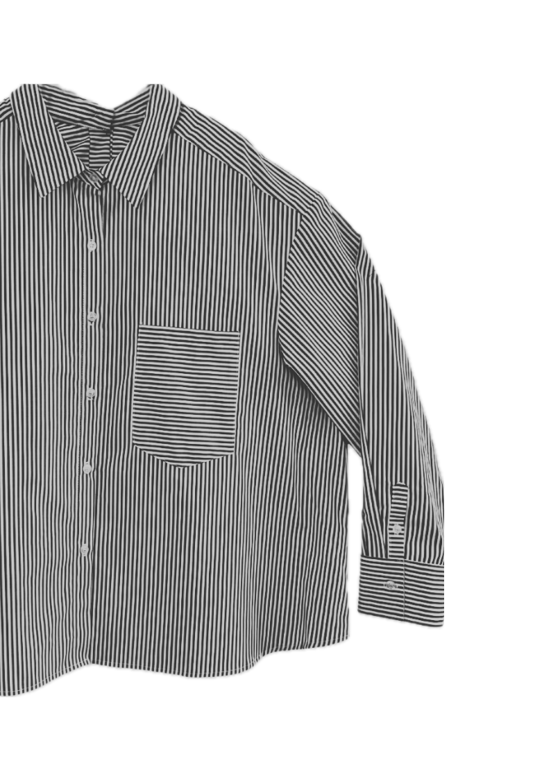 Miranda Front / Back Button Down Shirt - Black Stripe