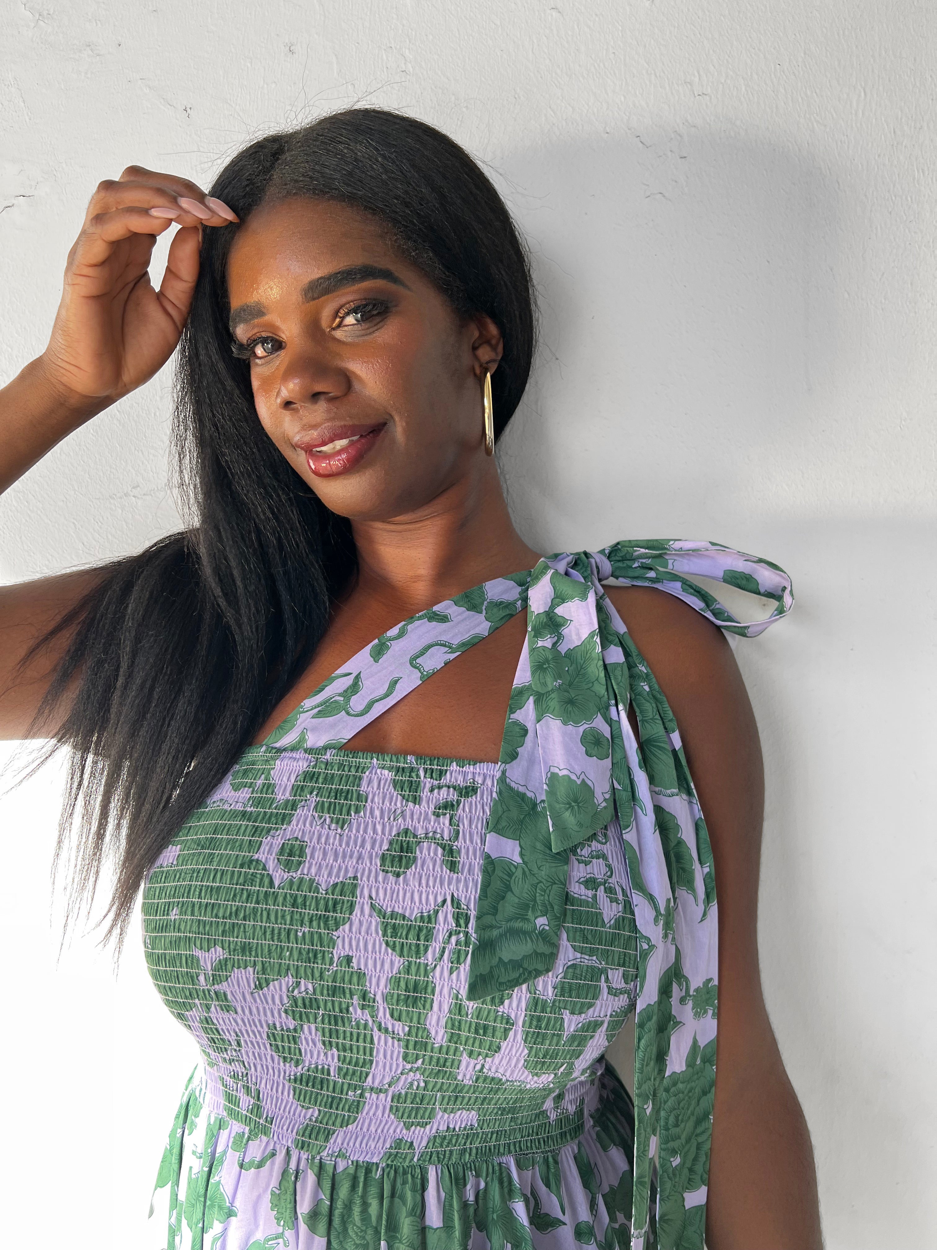 Green floral sundress best sale