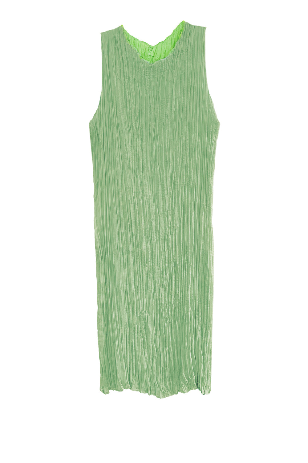 Jaya Pleated Dress- Reversible Lime/ Sage Green