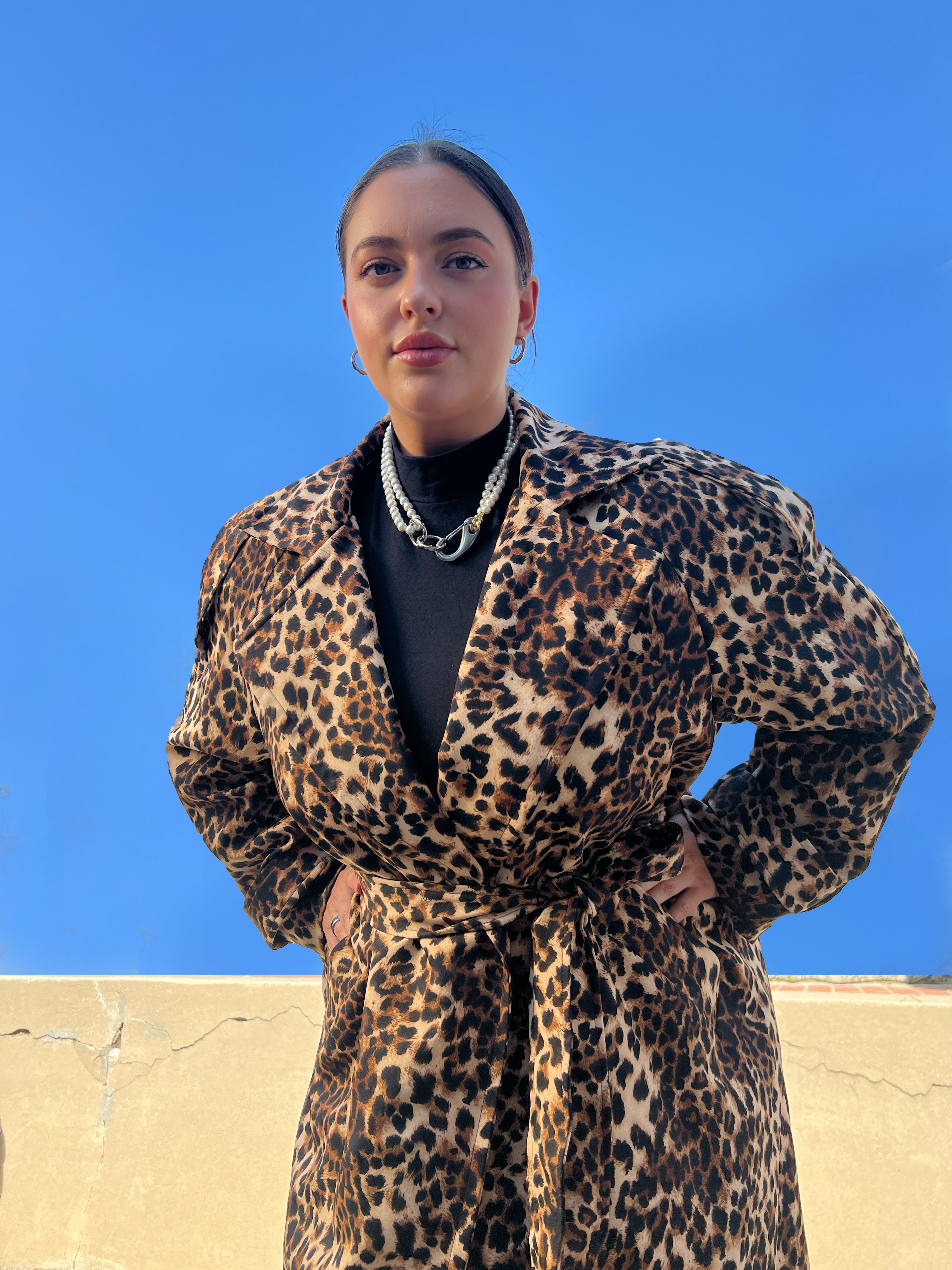 Aria Double Breasted Trench- Leopard