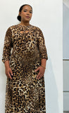 model wearing the leopard dress