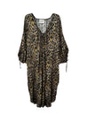 flat of the new drawstring kaftan in abstract leopard