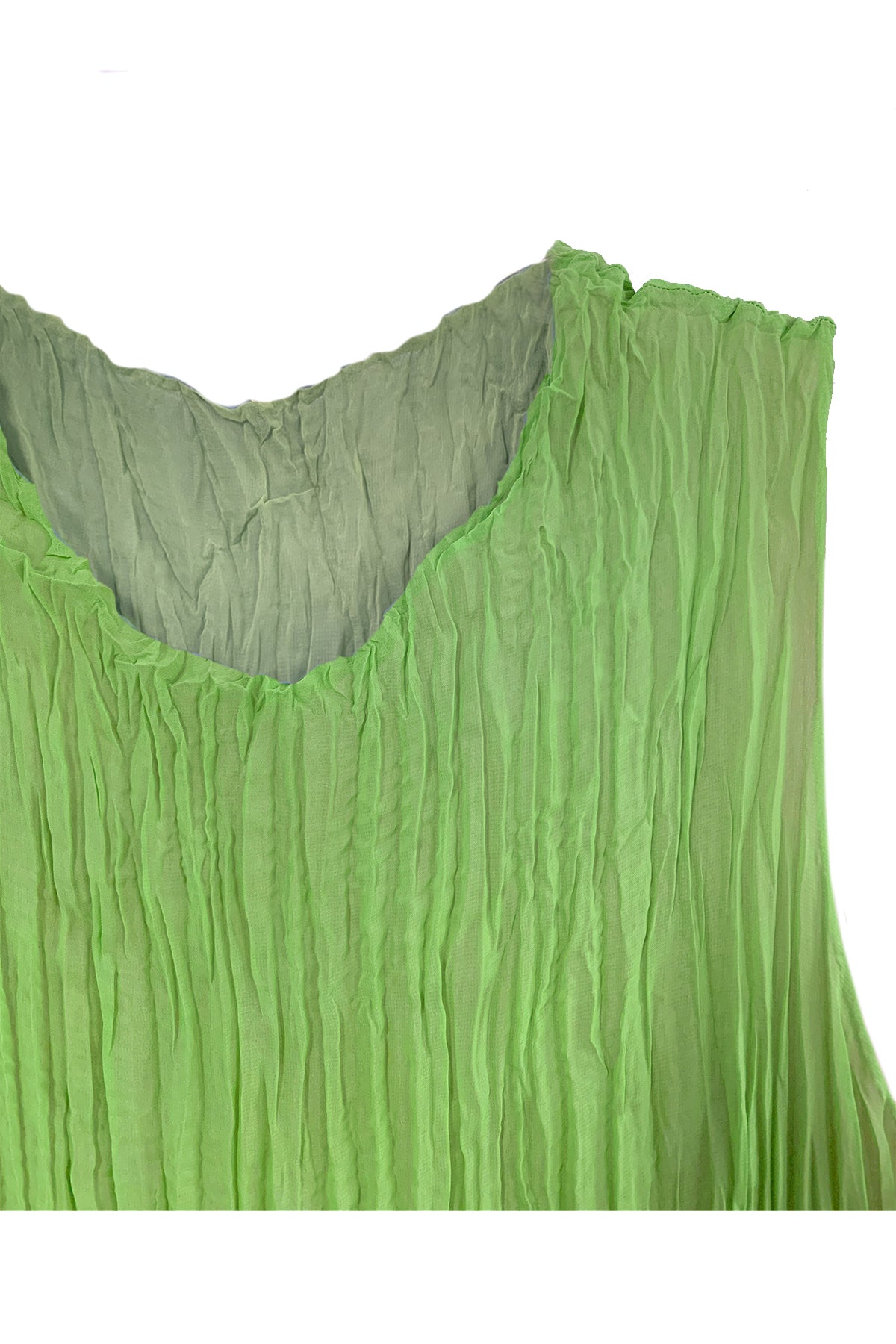 Jaya Pleated Dress- Reversible Lime/ Sage Green