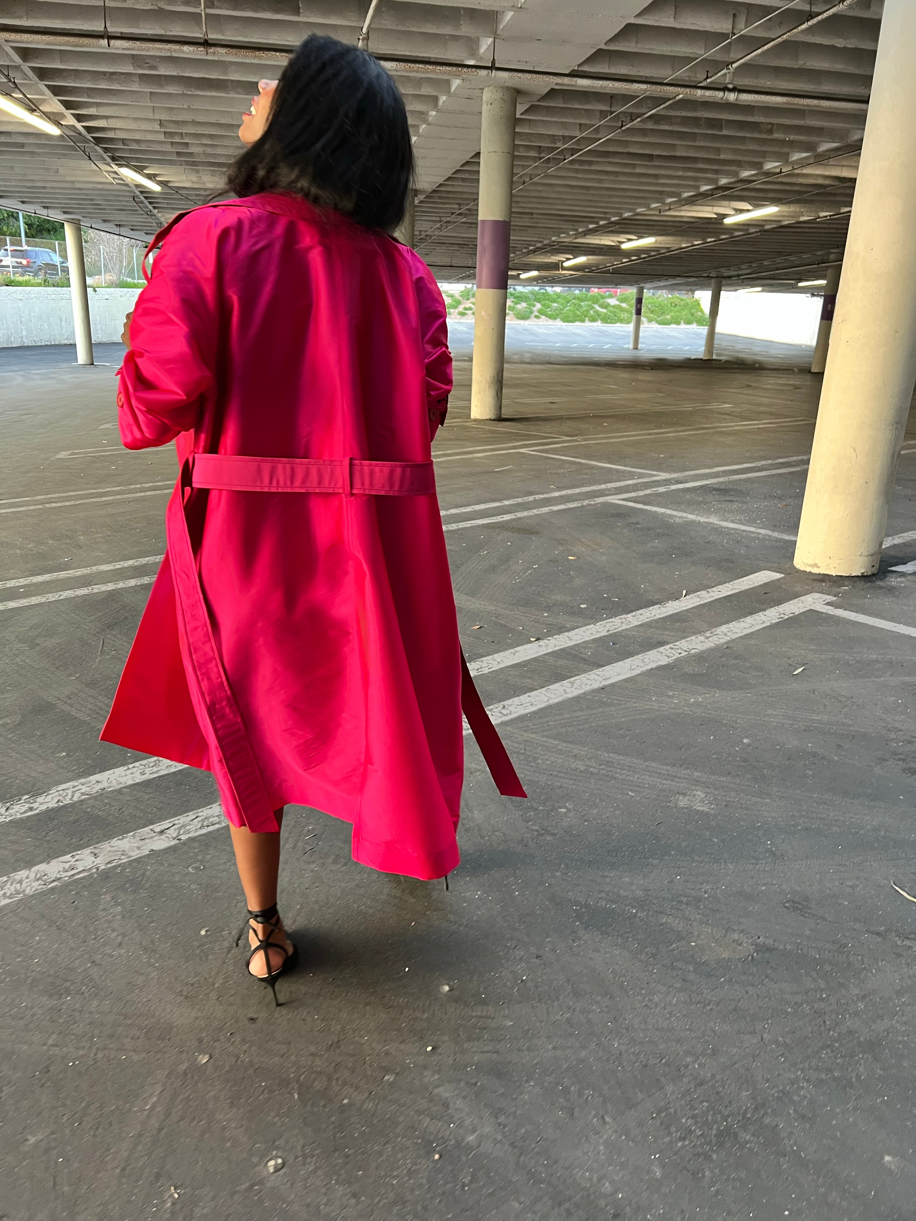 Modern Classic- Taffeta Trench Hot Pink Fuchsia