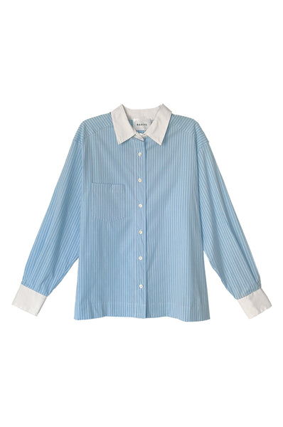 Perfect Oversized Stripe Shirt no.1 Light blue stripe – Baacal